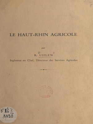 cover image of Le Haut-Rhin agricole